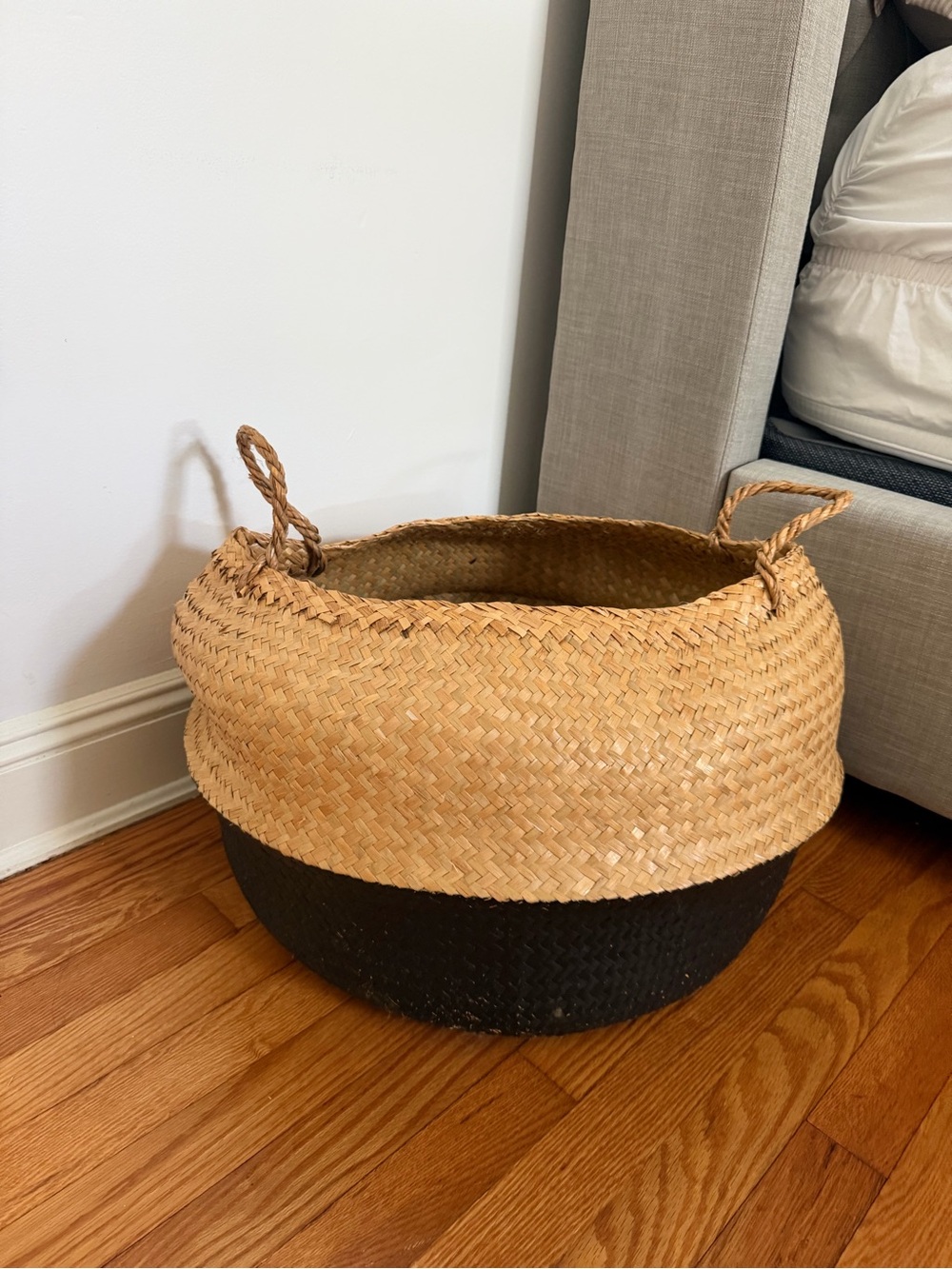 Natural Two-Tone Seagrass Storage Basket - Black & Natural